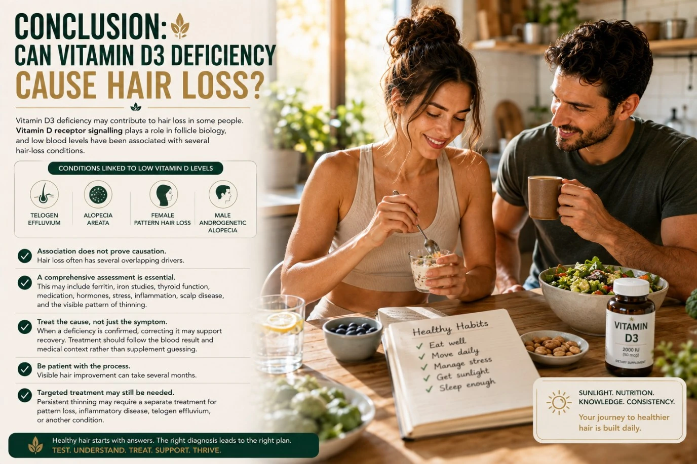 Vitamin D3 deficiency as one possible contributor to hair loss and shedding